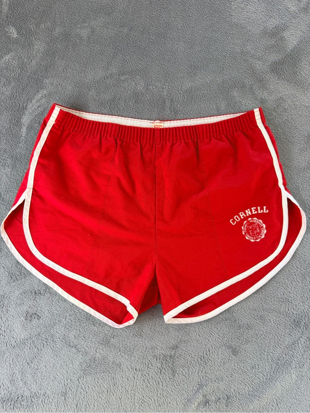 Vtg 70s 80s Cornell University Gym Shorts USA Made Collegiate Pacific Red XL